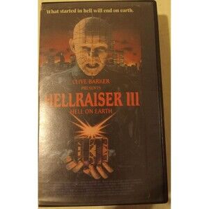 Hellraiser III Hell On Earth VHS Former Rental with cut slipcase in clamshell